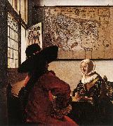 VERMEER VAN DELFT, Jan Officer with a Laughing Girl ar oil painting artist